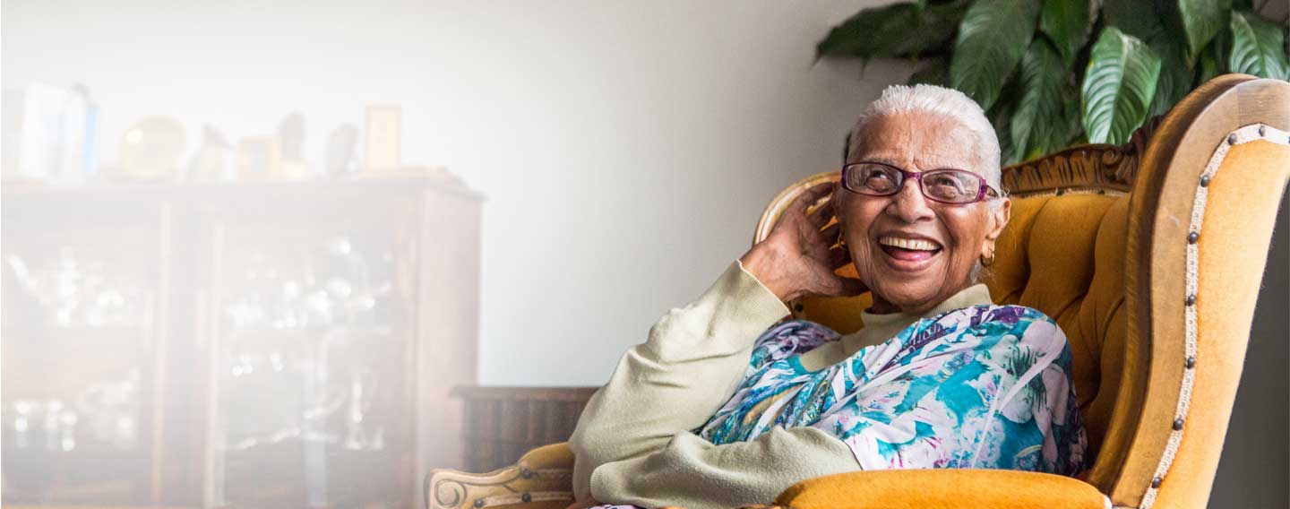 Woman on chair at home